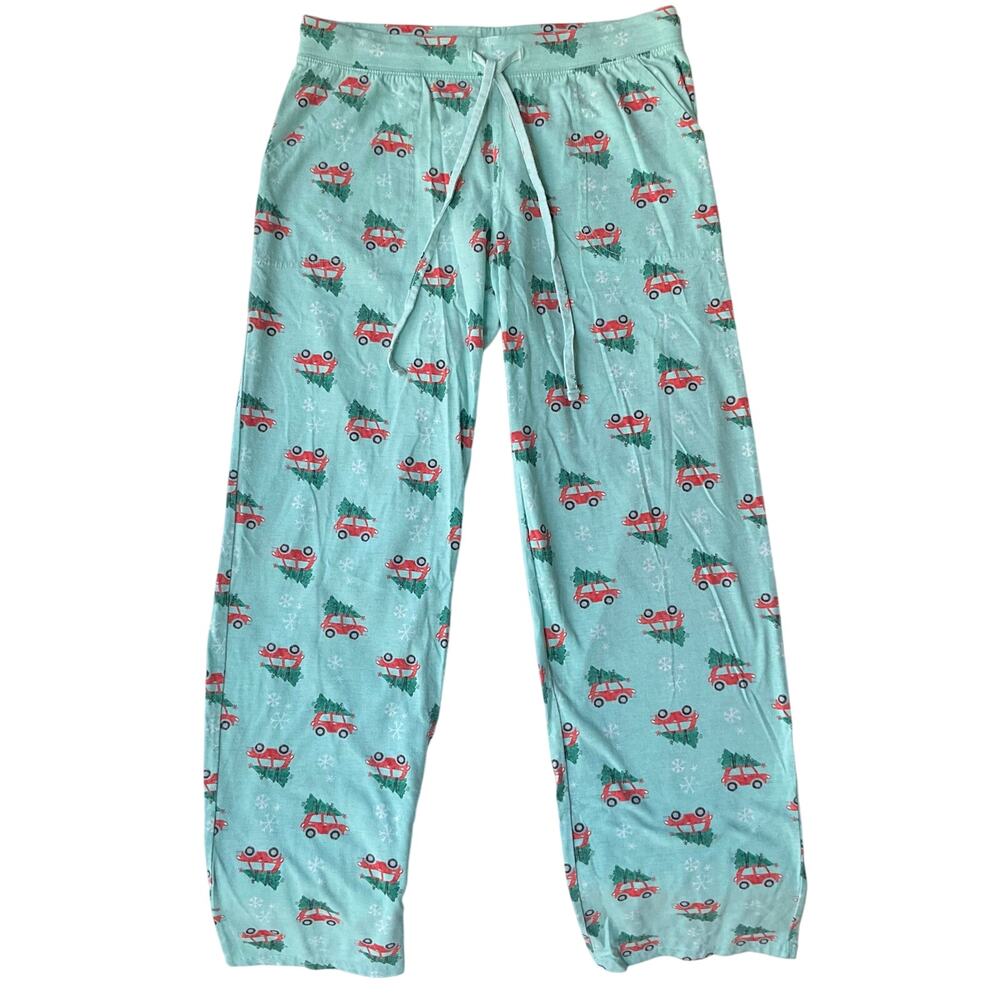 Sonoma Women Elastic Waist Casual Pijama Pants size S,Green,Christmas Tree Truck